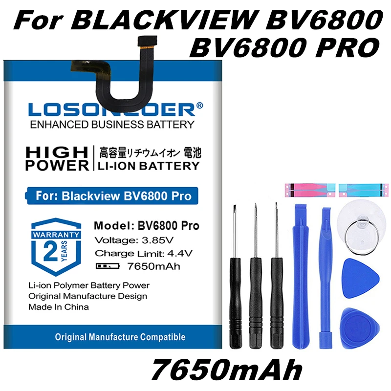 LOSONCOER 7650 мАч 726280P BV6800 Pro хорошее качество батарея для Blackview BV6800 Pro батарея IP68 Водонепроницаемый MT6750T батареи