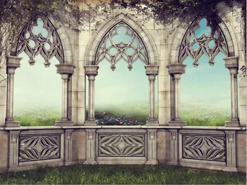 

7x5FT Fairy Tale World Fantasy Garden Wall Vines Facing Spring Meadow Custom Photo Backdrop Background Vinyl 220cm X 150cm