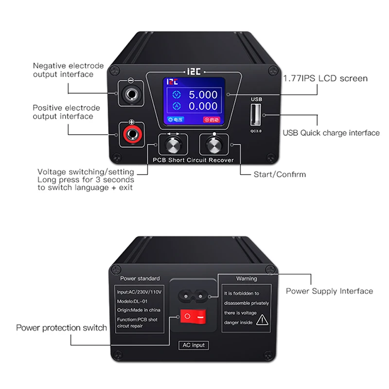 US $69.16 Laster i2C DL01 Short Killer Circuit Detector Circuit Short Circuit Burning Detection Box Short Circuit Repair Box With QC 30