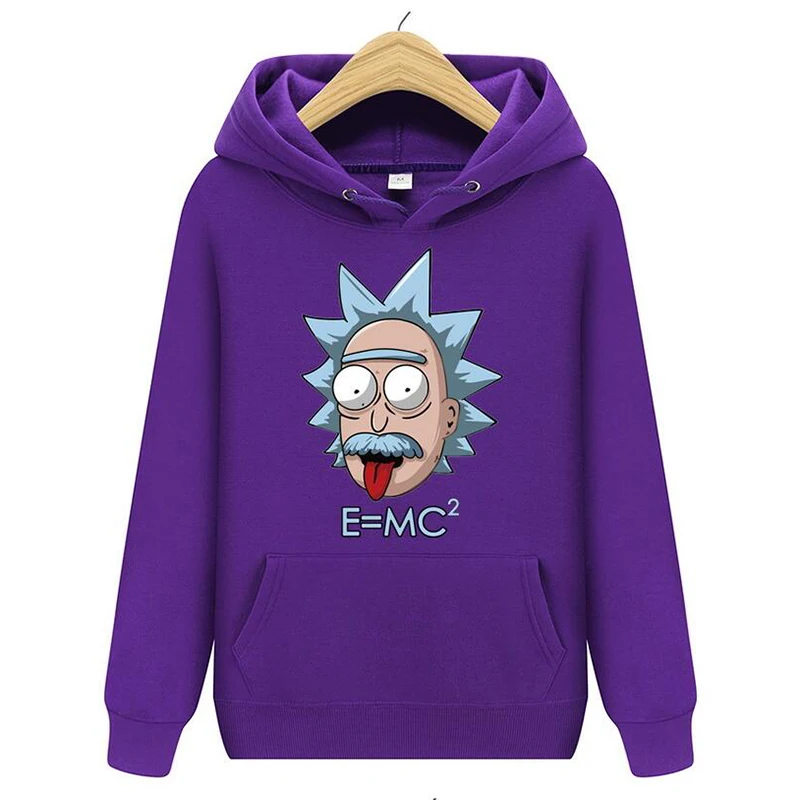 Purple Новые мужские толстовки с капюшоном С Эйнштейном E MC2 шелдоном Риком и Морти, повседневные толстовки с принтами, толстовки для мужчин - Цвет: Purple