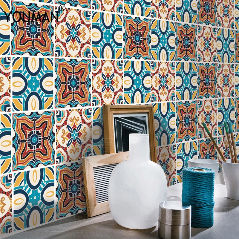 

PVC Tiles Wall Paper Stickers for Bathroom kitchen Tile Stickers Decor Adhesive Waterproof Wall Stickers Kitchen Home Decoration