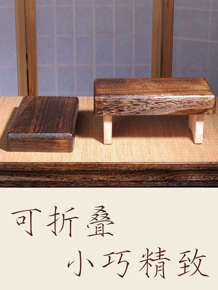 Description Picture 3 of itemMini Antique Foldable Wooden Low Stool Rectangle Kids Stool Portable Japanese Style Asian Traditional Furniture Tatami
