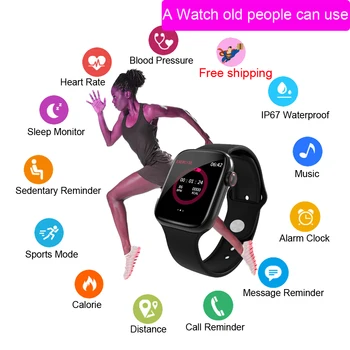 

Smart Watch Sport Women Men IPS Full Screen Touch Fitness Tracker Blood Pressure Bluetooth Camera Bracelet W4 For Apple Android