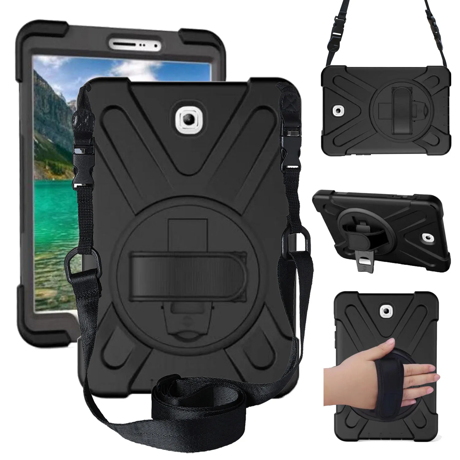 Чехол для samsung Galaxy S2 8,0 SM-T710 T713 T715 чехол для детей безопасный противоударный сверхмощный ПК подставка с запястье+ плечевой ремень