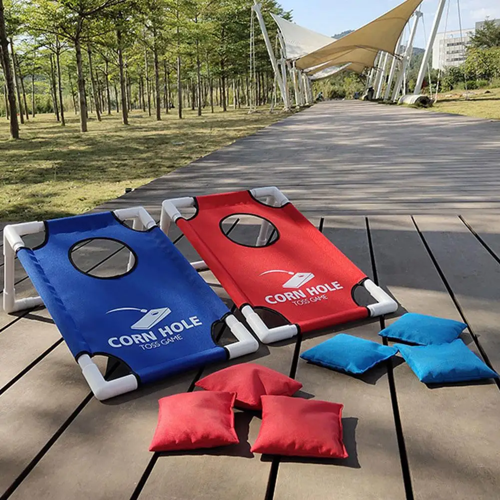 

2 Cornhole Board with 8 cornhole bean bags Games Backyard Cornhole Set Tailgate Corn Toss Boards Bean Bags Lawn Yard Game