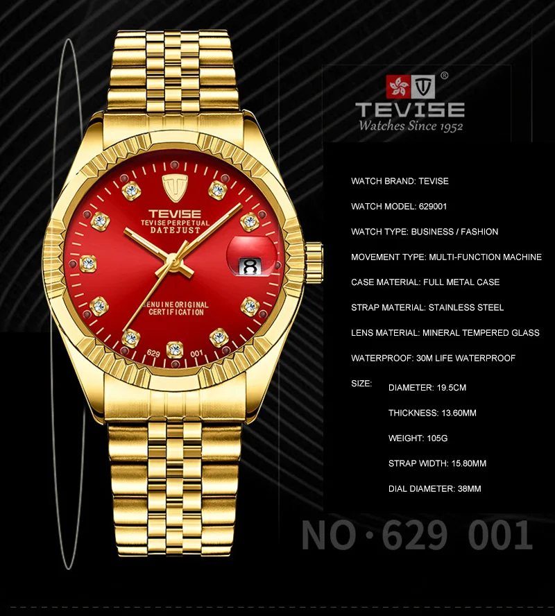 TEVISE мужские часы Модные Роскошные наручные часы водонепроницаемые полуавтоматические механические часы светящиеся Спортивные Повседневные часы relogio