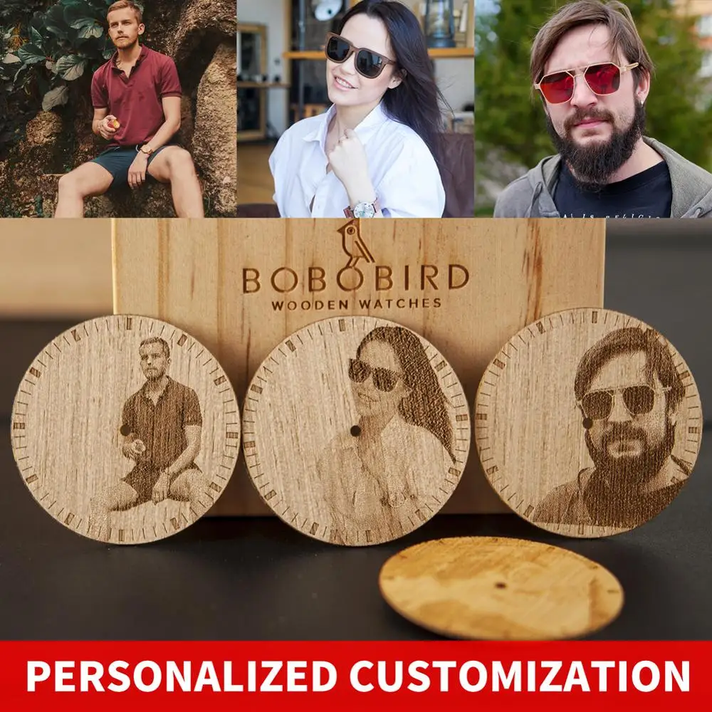 Personality Engraving Customize Watch Men BOBO BIRD Customers Photos Customization Wooden Watches Gift for Him fo reloj mujer