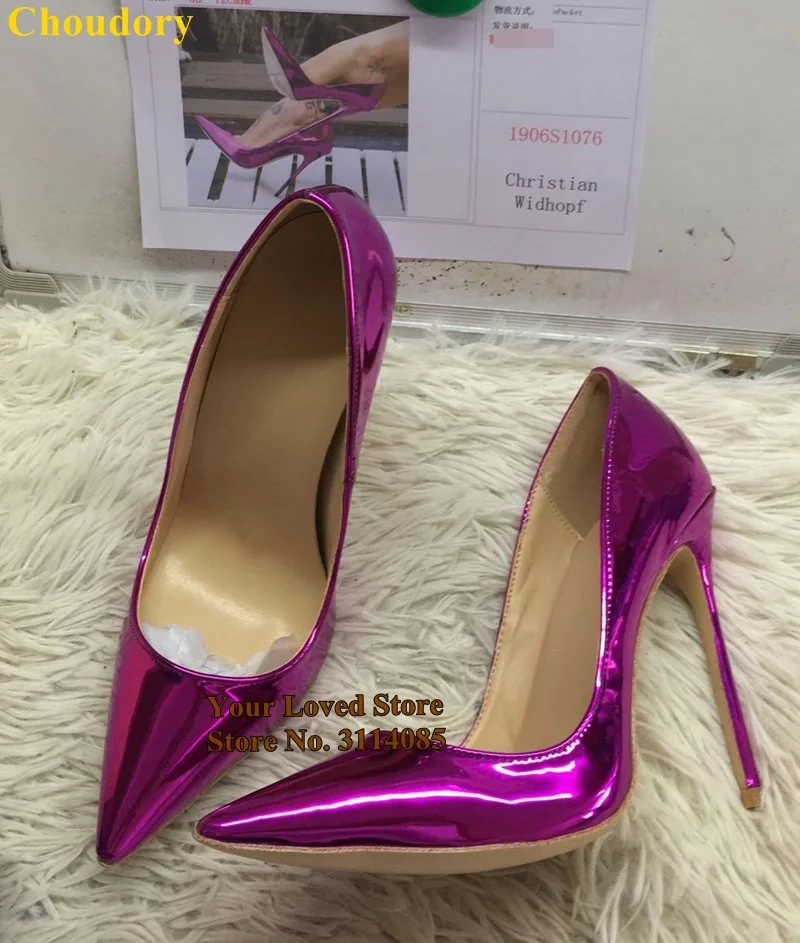 荧光紫电镀尖头单鞋 (5)