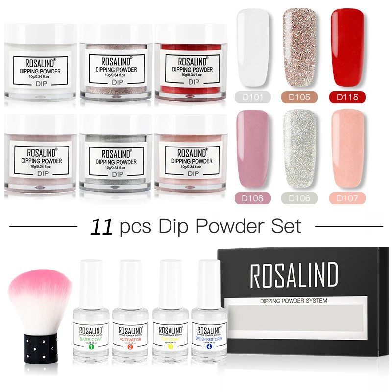 ROSALIND Dip порошок Набор голографические наклейки для ногтей блеск набор украшения