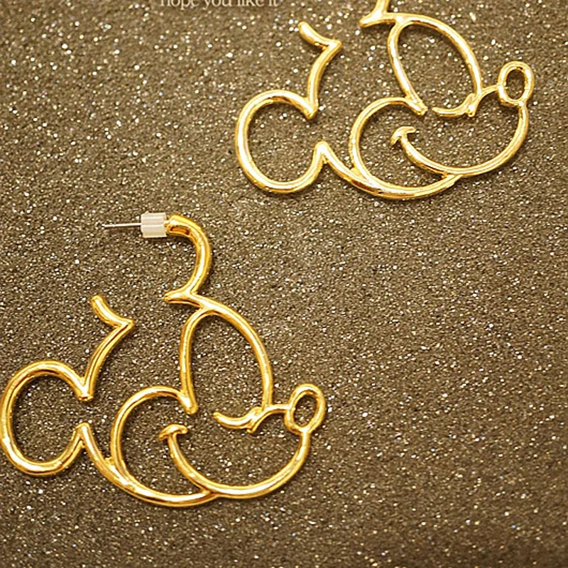 CHENGXUN Trendy Hollow Daisy Mickey Animal Earrings for Women Lovely Cartoon Hoop Earrings Fashion Party Jewelry Girl