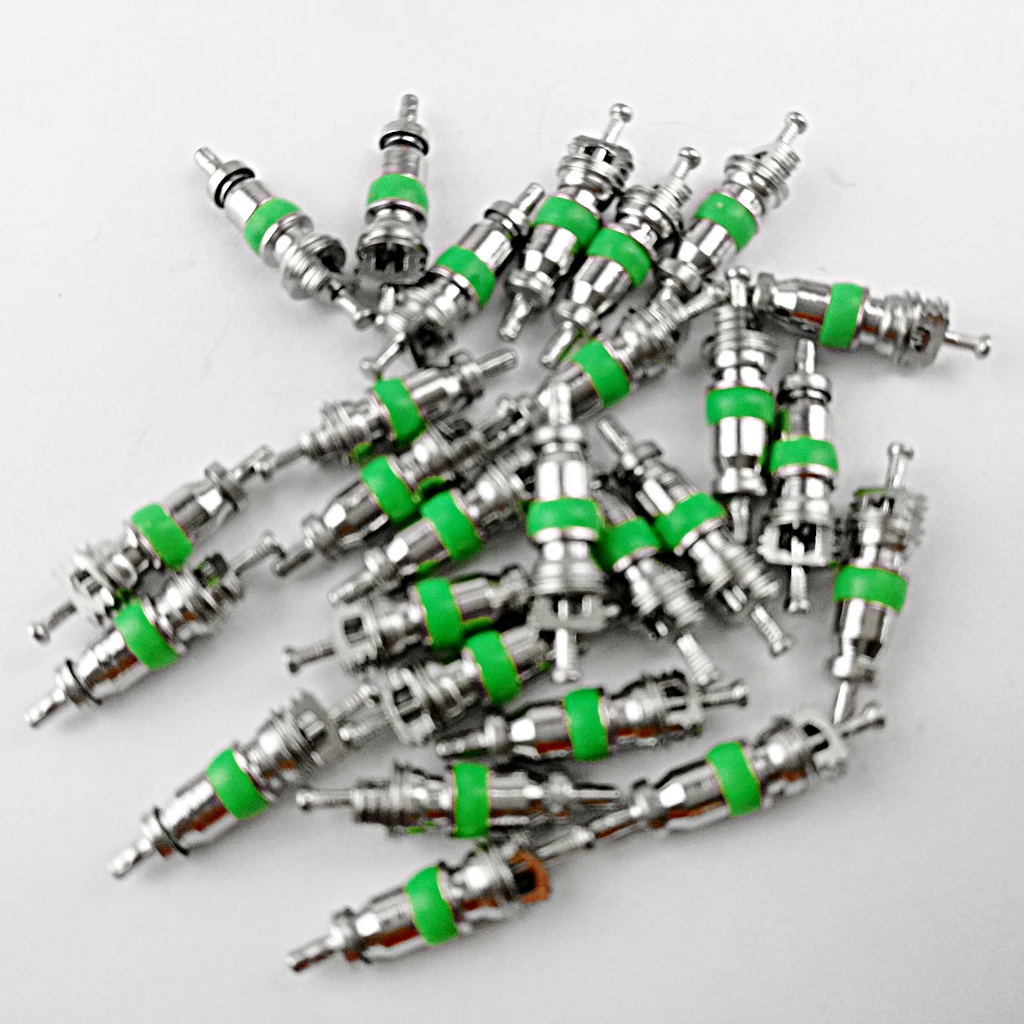 100pcs Green A/C Valve Core R134A Air Conditioning Automotive 