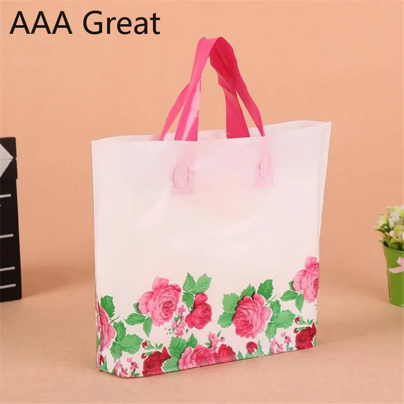AAA Great 100 шт/партия пластиковые подарочные вакуумные пакеты для одежды бутик Упаковочные пакеты большие пластиковые пакеты с ручками цветы Свадьба