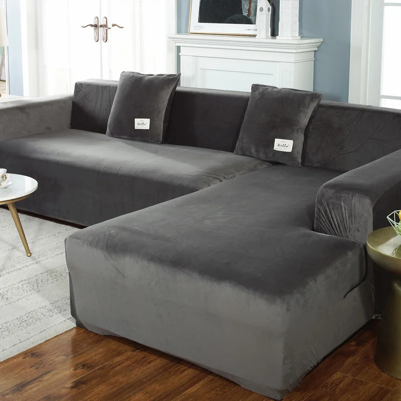 Plush Sofa Cover Velvet Elastic Leather Corner Sectional For Living Room Couch Covers Set Armchair Cover
