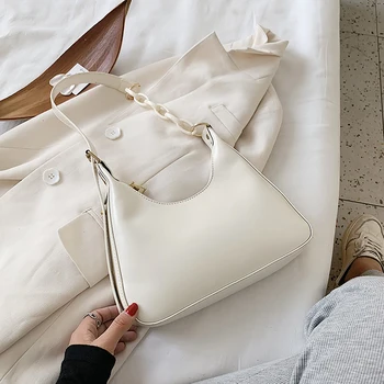 

Small PU Leather Shoulder Bags For Women 2020 Fashion Elegant Lady Armpit Bag Female Solid Color Handbags and Purses