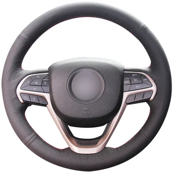 

Hand Sew Black Artificial Leather Car Steering Wheel Cover for Jeep Grand Cherokee 2014 2015 2016