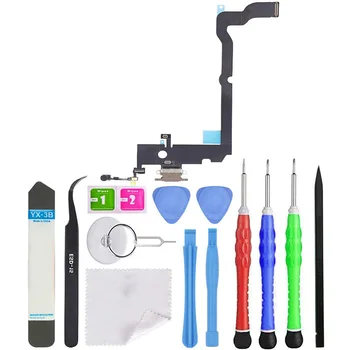 

Charging USB Dock Port Flex Cable Replacement with Microphone Compatible for iPhone Xs Max Model with Repair Toolkit (Gold)