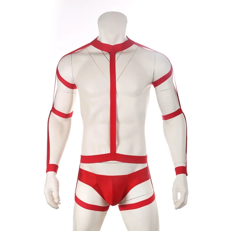 Cosplay&ware Men’s One Piece Harness Lingerie Body Chest Bondage Costume Elastic Arm Sleeve Straps Suit For Nightclub -Zentai shop online H40287bd85d9c443fbddb2ad6e32e5ad5y.jpg