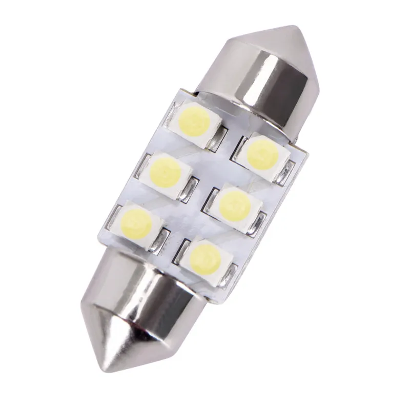 10 шт. DE3175 3022 31 мм 3528 6-SMD лампа белый гирлянда Купол Карта Интерьер светодиодный