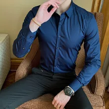 Новинка, Модная хлопковая рубашка с длинным рукавом, однотонная, тонкая, мужская, повседневная, деловая, белая, черная, официальная рубашка, Азиатский размер 8XL