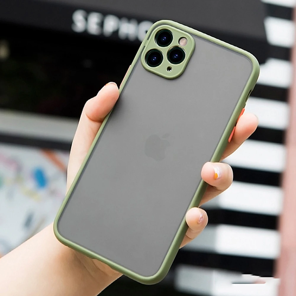 Роскошный противоударный чехол для iPhone 11 Pro Max Защита камеры матовый X xs max xr 8 7 6 6s