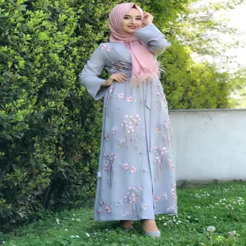 

Summer World Apparel Fashion Muslim Dresses Long Embroidery Floral Robe Dress Middle Eastern Turkey Clothing For Women