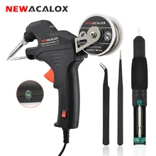NEWACALOX – Kit de fer à souder électrique 50W, pistolet à souder à chauffage interne EU/US, manuel, envoi automatique, ensemble d'outils de soudage en étain