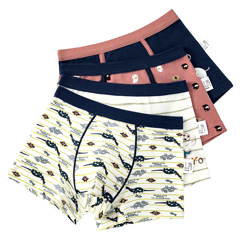 2-14 Years Boys Underwear Boxer Elephant Dinosaur Design Kids Cotton Briefs Soft Shorts Young Children's Panties 2Pcs/ Lot