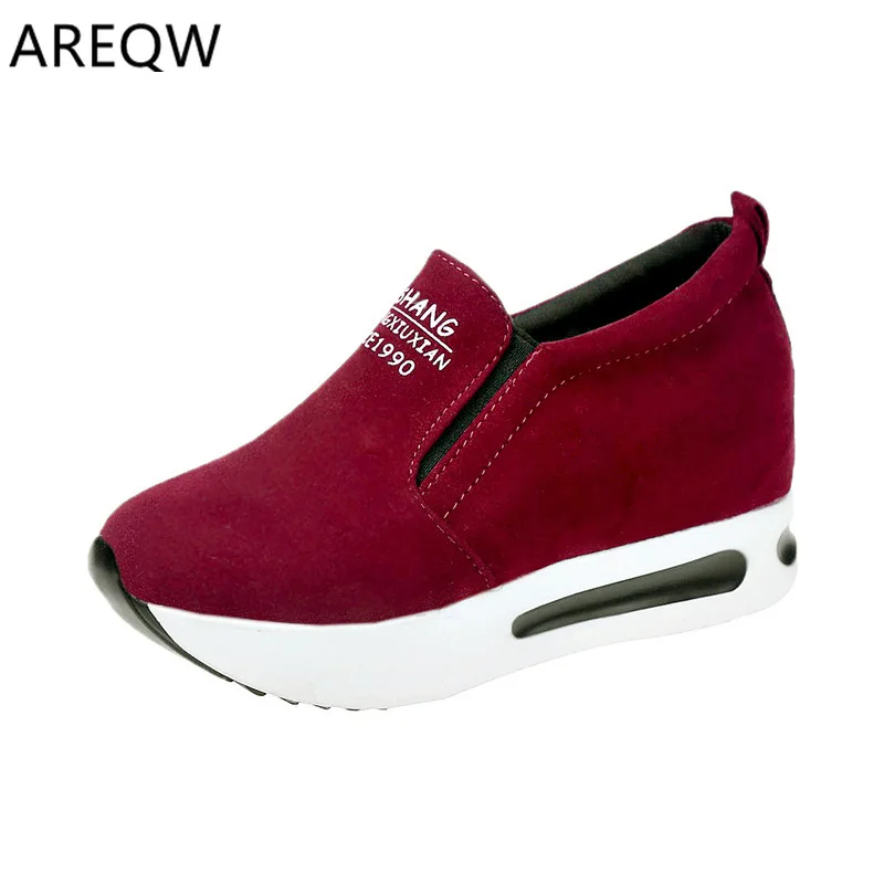 

2020 Autumn Slope with Vulcanize Shoes for Female Large Size Thick Sole Soft Bottom Women Sneakers