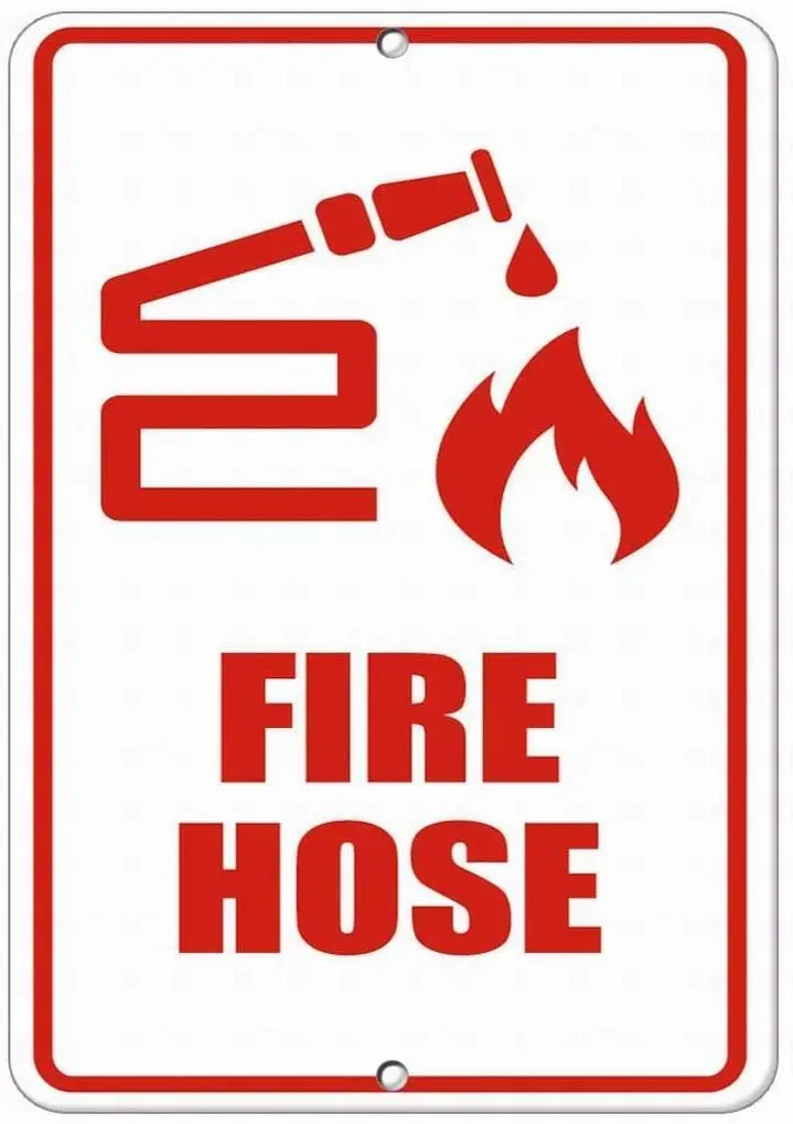 Warning Sign 12x8 Tin Metal Signs Fire Hose Hazard | Дом и сад