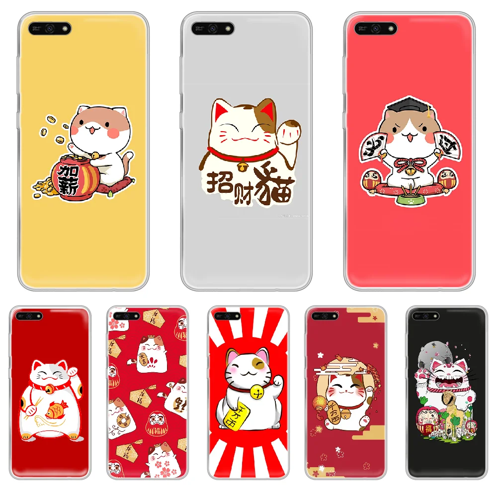 Прекрасный lucky cat чехол для телефона корпус HUAWEI honor mate 8 9 10 20 30 S X i pro lite прозрачные