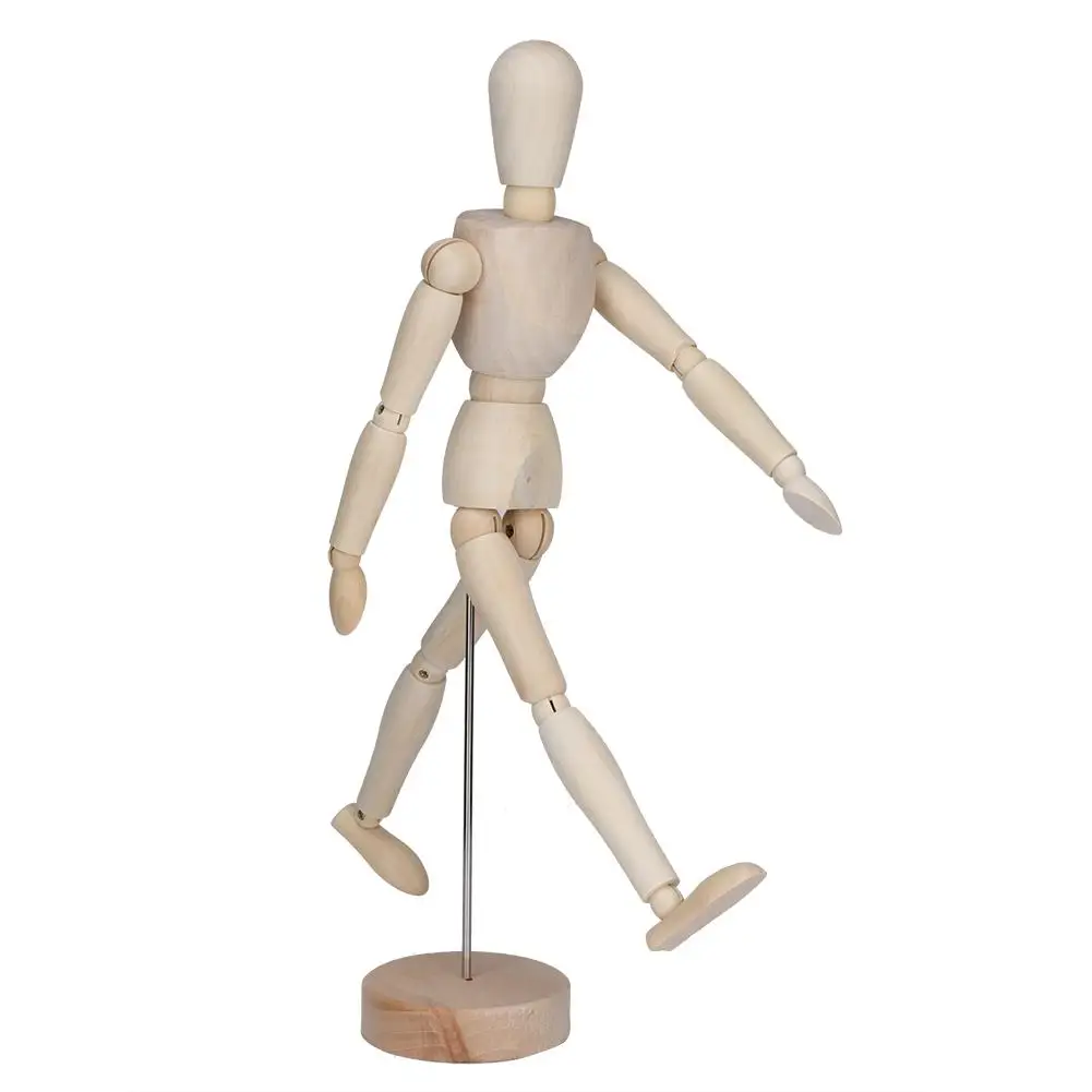 Wood Artist Drawing Manikin Articulated Mannequin with Base and Flexible Body Tool for Learning to Draw The Human Figure