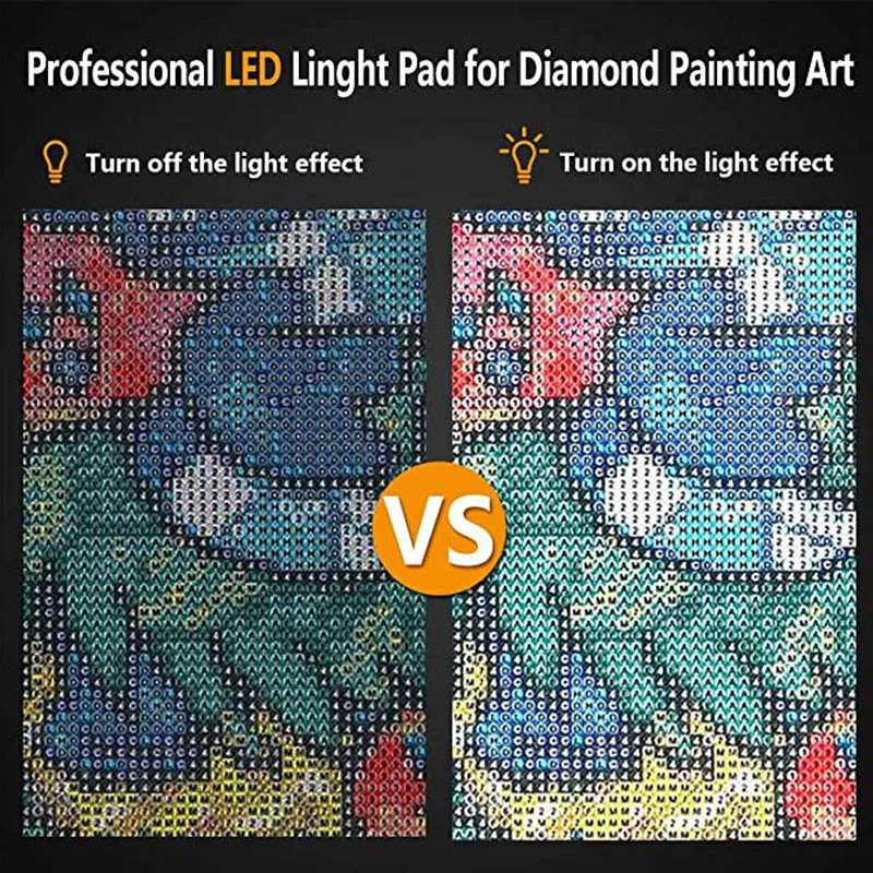 A4 LED Light Pad for Diamond Painting, USB Powered Light Board Kit, Adjustable Brightness with Detachable Stand and Clips