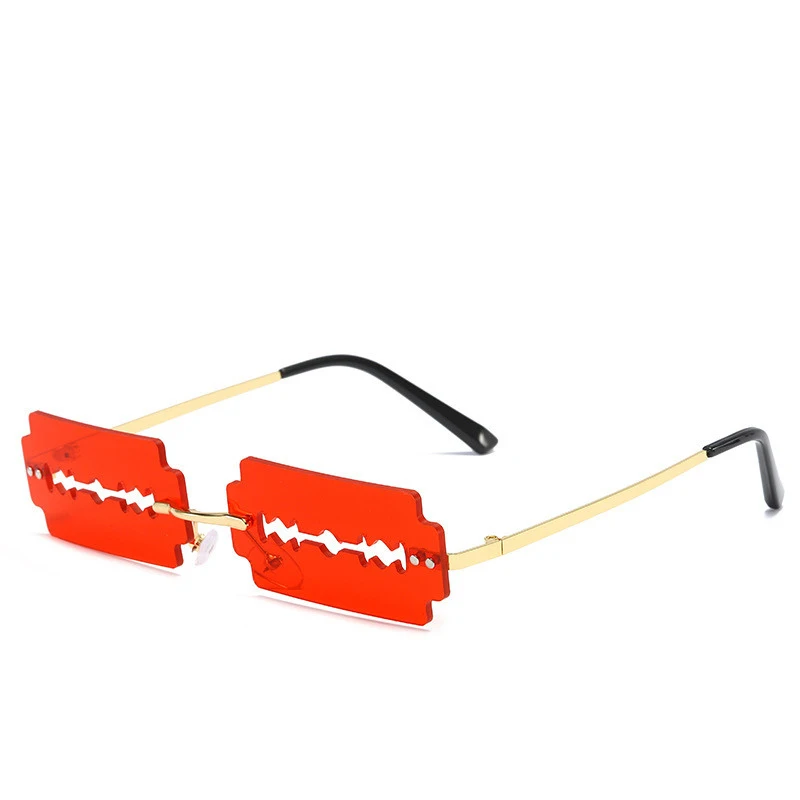 New Red Hollow Steampunk Sunglasses Women Metal Geometry Rimless Men Small Frames Glasses Eyewear Gift | Аксессуары для одежды