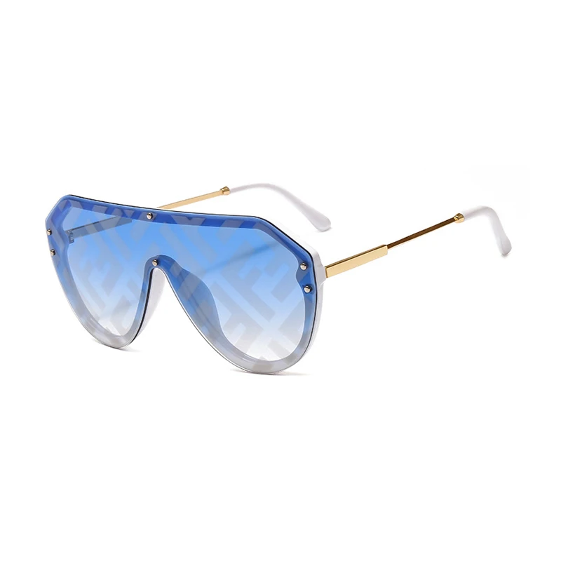 C11 Watermark Blue WOWSUN новые буквы F водяной знак цельные солнцезащитные очки PC копия Модные мужские и женские большие солнцезащитные очки A199 - Цвет линз: C11 Watermark Blue