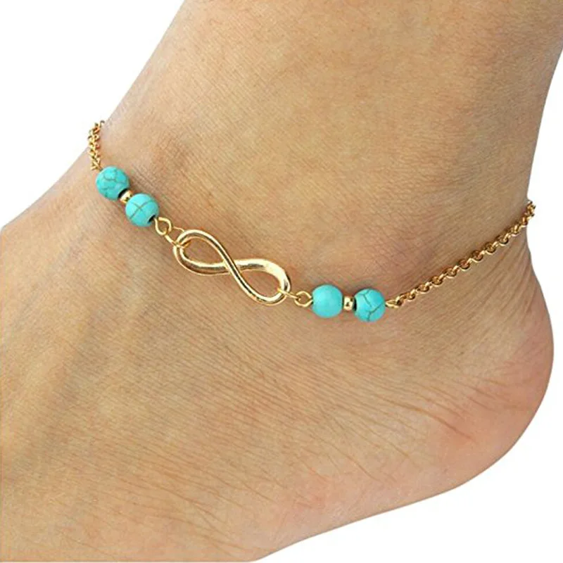 

European And American Minimalist Feet Pendant Infinite Love with Numbers 8 Turquoise Curved Needle Feet Pendant Simple Single La