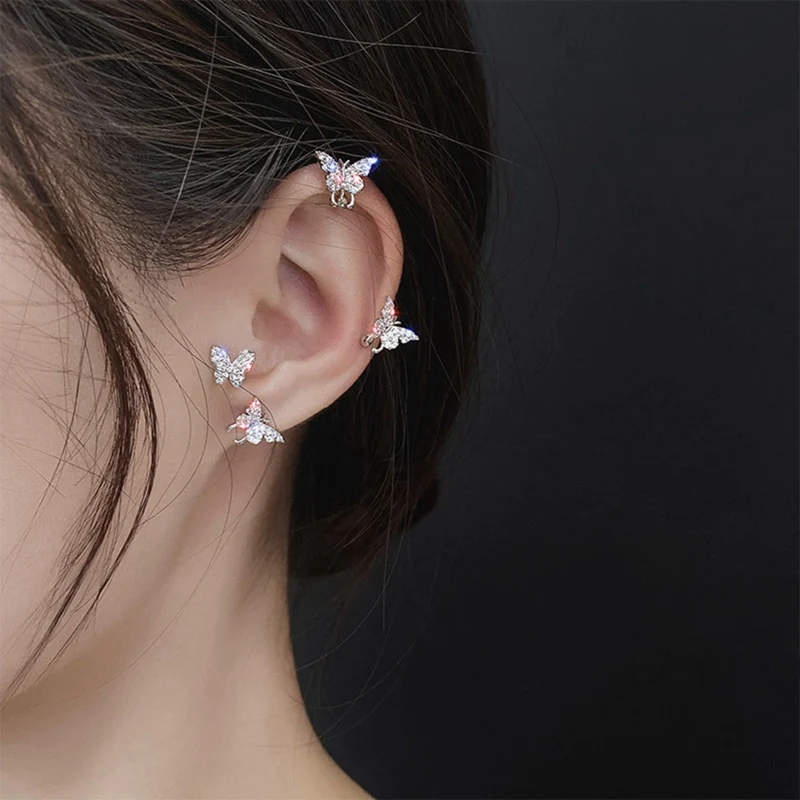 

2020 Fashion Cute Butterfly Fairy Shiny Exquisite Aesthetic Ear Bone Clip No Piercings Earrings For Women Girls Jewelry Gifts