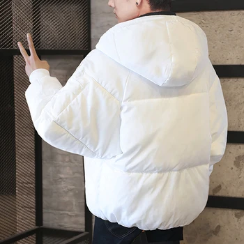 

2019 Winter New Korean Version Of The Bread Service Trend Men's Short Solid Color Hooded Loose Casual Cotton Clothing