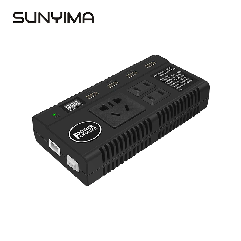 SUNYIMA Чистая синусоида Инвертор DC12V 24 В до AC110-220V 120 Вт 5A автомобильный инвертор высокой мощности с фонариком для DIY