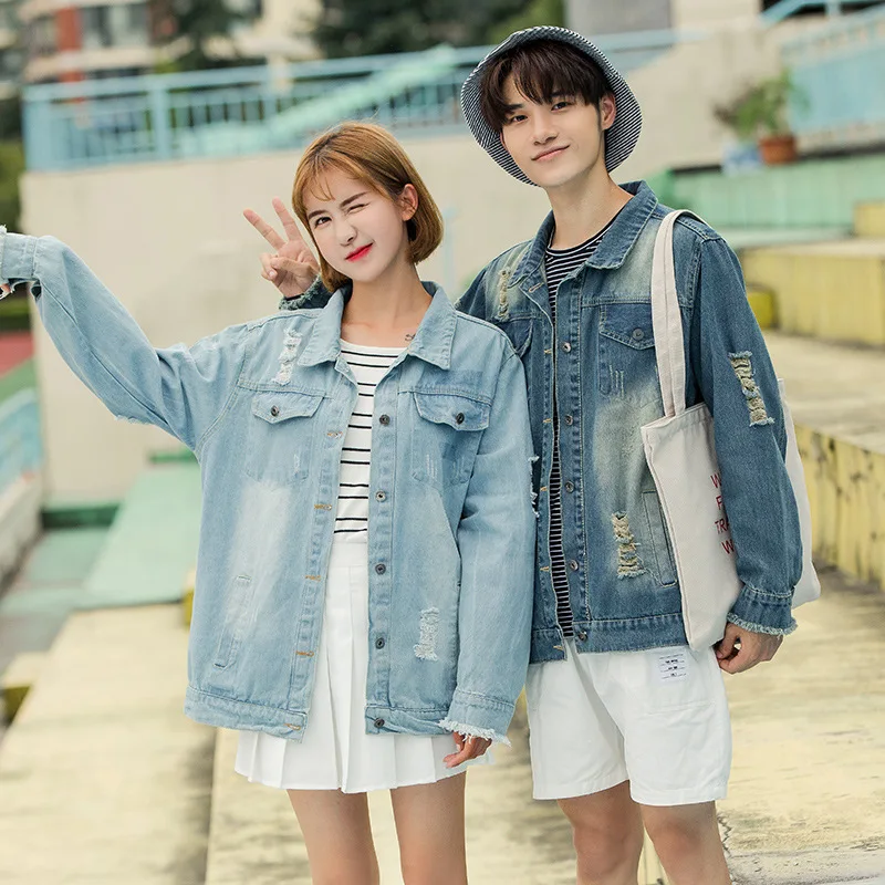 

Cowboy Jacket 2019 Spring And Autumn Korean-style New Style Cool Versatile Large Pattern Burrs COUPLE'S
