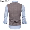 Mens Suit Vest Fashion Slim Fit Thin Plaid Men Waistcoat Tops Slim Business Vest Waistcoat Man England Style Male Leisure Suits ► Photo 2/6