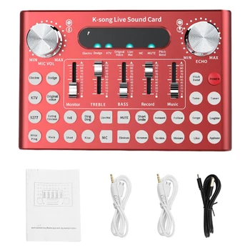 

Professional Sound Card Microphone Voice Music Audio Usb Headset Entertainment Karaoke Steamers K-Song Live Sound Card F007