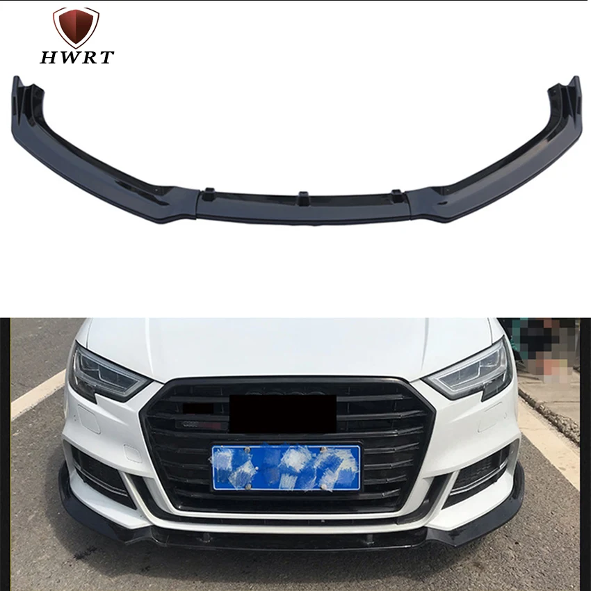 Front Bumper Lip for S3 Style Front Bumper Lip Spoiler Gloss Black/Carbon Fiber Style Universal for Audi A3 S-Line 8V 2017-2018