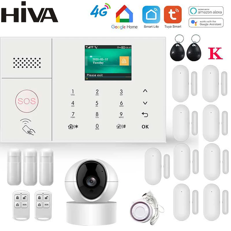 Охранная сигнализация HIVA 4G 3G GSM Wi-Fi для дома умная жизнь управление через