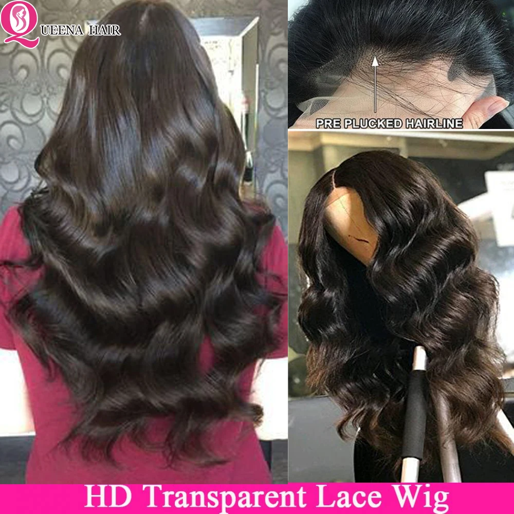 HD прозрачный кружевной парик объемная волна фронта шнурка человеческих волос парики предварительно выщипанные перуанские кружевные передние парики для черных женщин 150 плотность