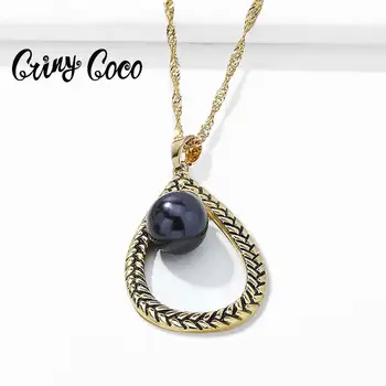 

Cring Coco 2020 Hot Sale Water Drop Pearl Necklaces Jewelry Charm Gold Color Jewelry Pendant Necklace Bijoux for Women Girl New