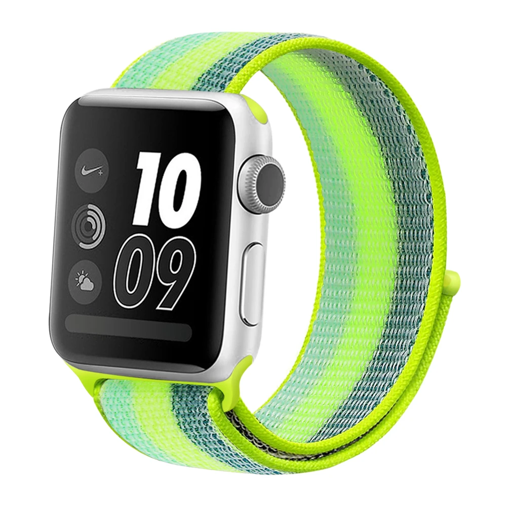 pollen yellow Цветной ремешок для часов Apple Watch 42 мм 38 мм 40 мм 44 мм тканый нейлоновый спортивный ремешок для iWatch 5 4 3 2 1 мягкий светоотражающий ремешок - Цвет ремешка: pollen yellow