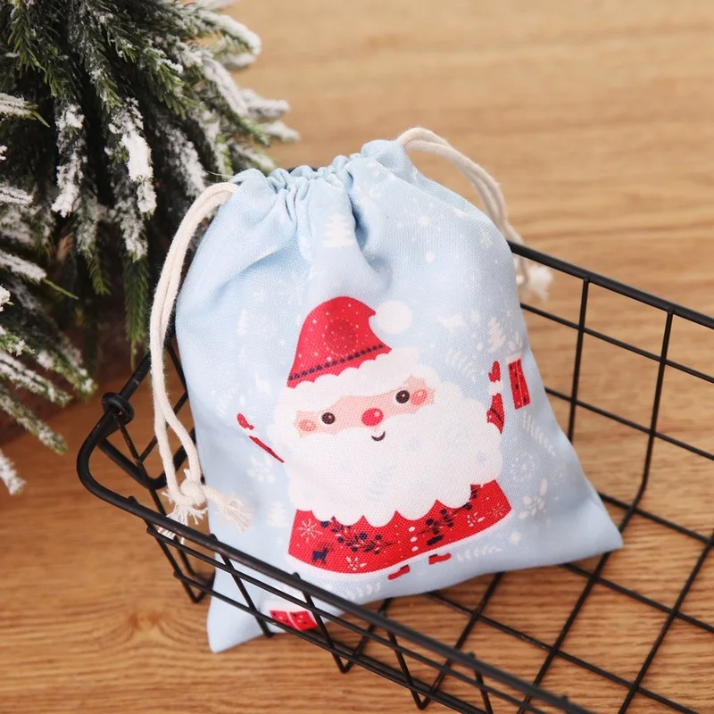 Веселые рождественские подарки конфетная сумка милый пакет для закусок Санта Клаус холст подарочные сумки детские домашние декоративные предметы