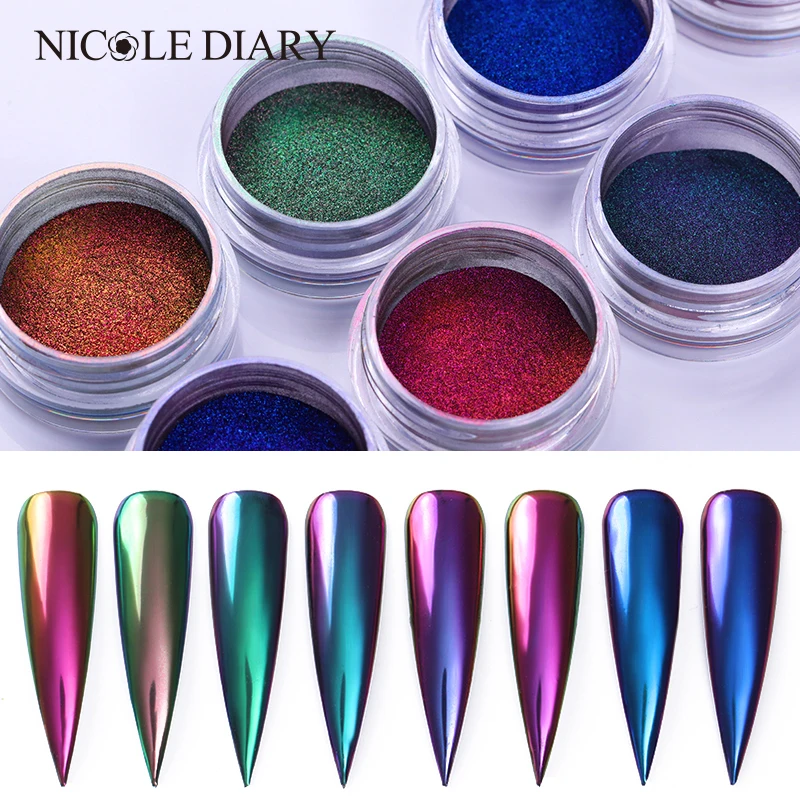 

0.5g Chameleonic Mirror Nail Glitter Powder Neon Auroras Effect Nail Art Dust Chrome Pigment Decoration Nail Tips For Gel Polish