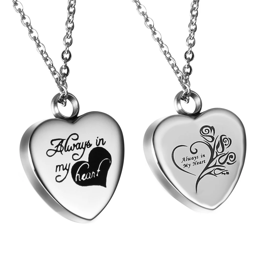 Collar Urna De Cenizas Corazón – Para Cenizas De Papá O Padre – Acero Plateado – Funeral Conmemorativo