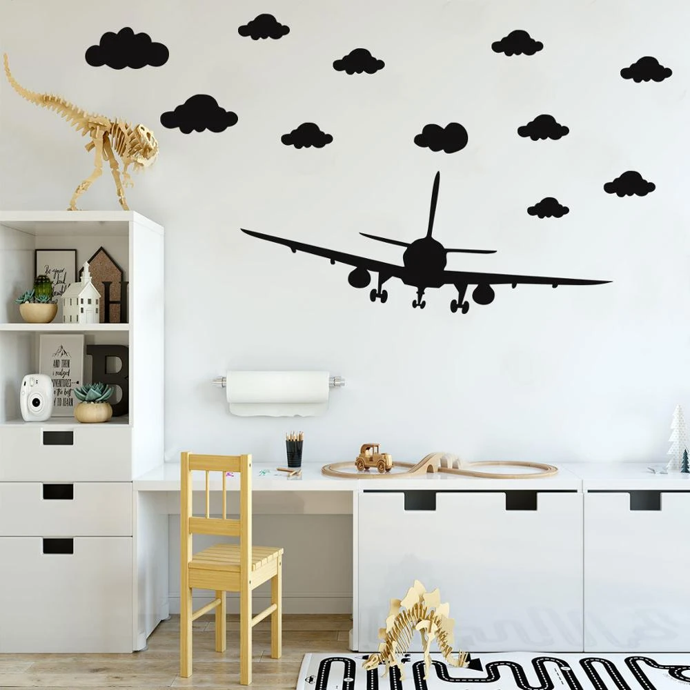 Pegatinas De Pared De Nubes Y Aviones De Dibujos Animados Para Niños Calcomanías Artísticas De Pared Para Habitaciones De Bebés Decoración Del Hogar Papel Pintado Del Avión De Vinilo Adhesivos Para Pared